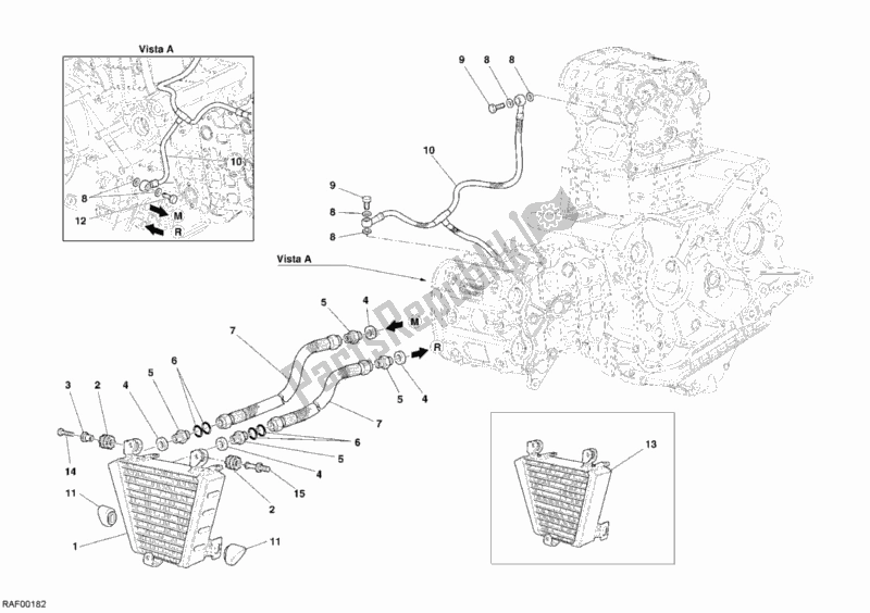 Tutte le parti per il Radiatore Dell'olio del Ducati Superbike 999 S USA 2005
